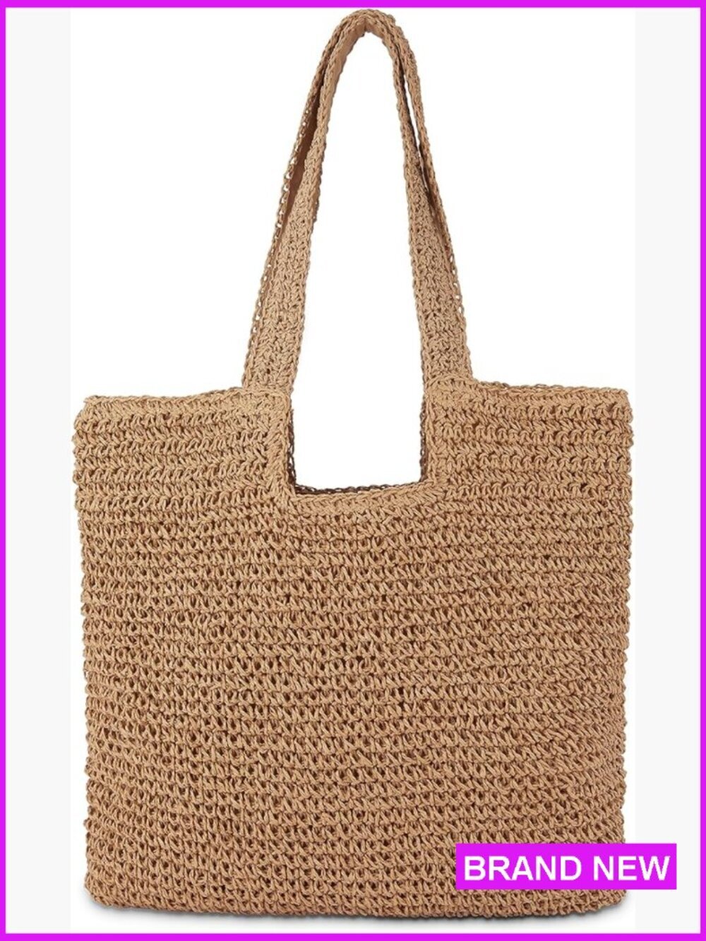 Woven Straw Tote Bag Large Handmade Summer Beach Shoulder Boho Handbag